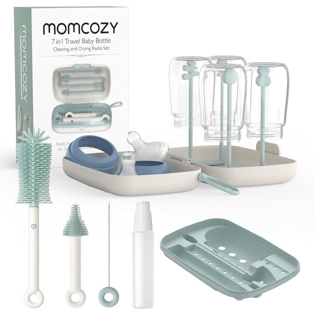 Bottle Brush Set - Baby Bottle Cleaner Kit with Silicone Brush, Nipple Brush, St
